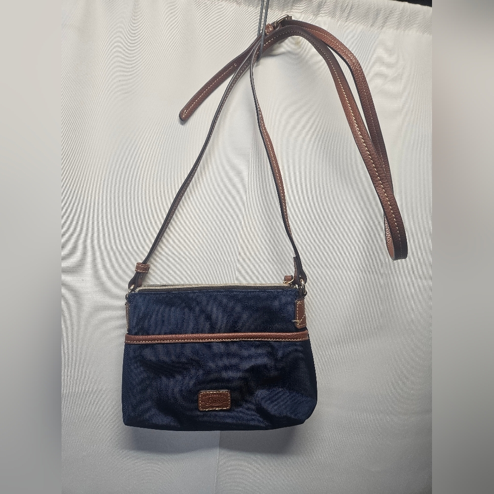 Bass Elegant Navy and Brown Nylon Crossbody Bag